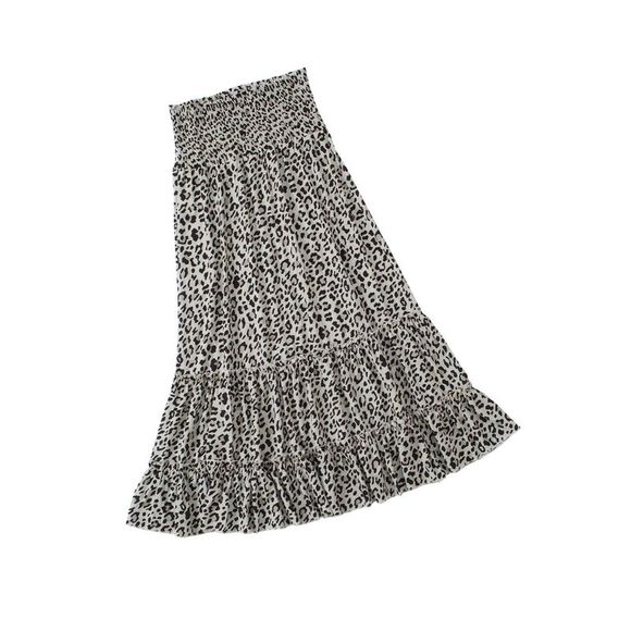 Azura Exchange  Leopard Embellished High Waist Frill Tiered Maxi Skirt - Picture 3 of 14
